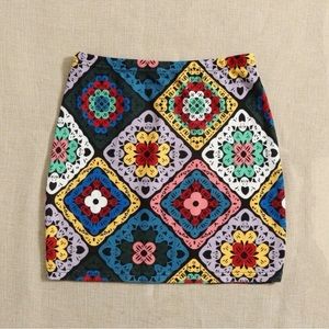 Vintage Style Floral Mini Skirt ~ Multi Colored ~ 70’s Print